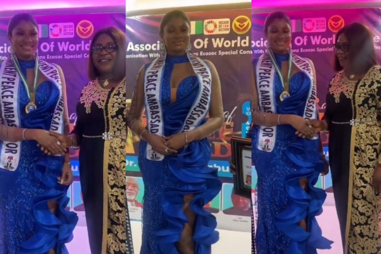 “It’s indeed a huge honor, it can only be God” – May Edochie grateful as she bags Peace Award (Video)