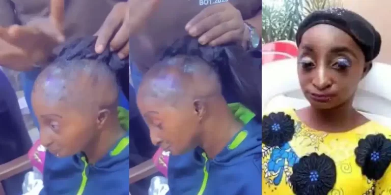 Reactions as Aunty Ramota hairstylist makes ‘frontal ponytail’ for her (Video)