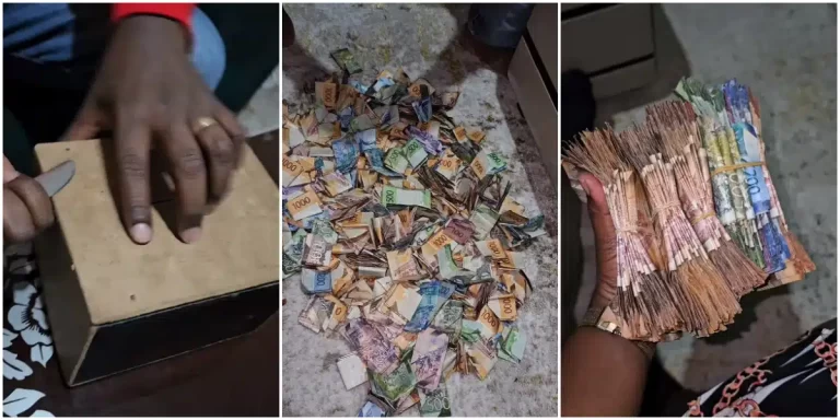 Man stuns many as he breaks his piggy bank after 1 year of saving, unveils staggering amount of money
