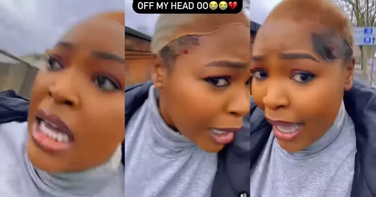 UK-based Nigerian lady cries out in pain after wig was snatched off her head