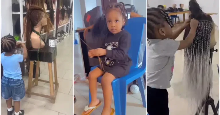 “She’s so talented, I’m so lucky to be your mum” – 3-year-old girl braids hair at mother’s salon (Video)