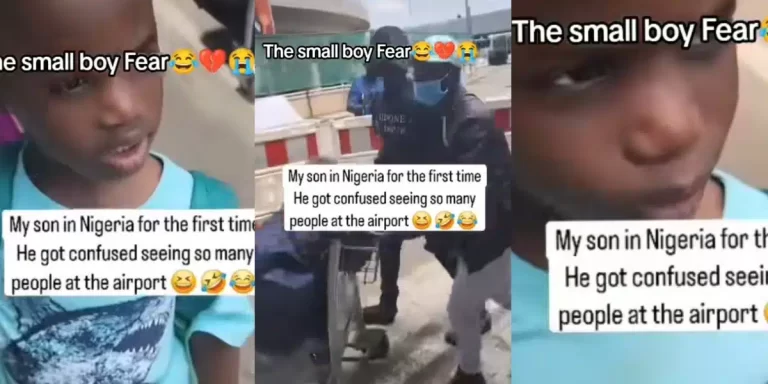 “Is this what Nigeria looks like?” – Little boy expresses disappointment over airport crowd during his first visit to Nigeria
