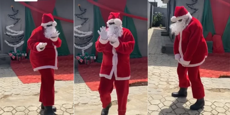 “Family business” – Lady dresses like father Christmas at her mom’s school, dances energetically for the students (Video)