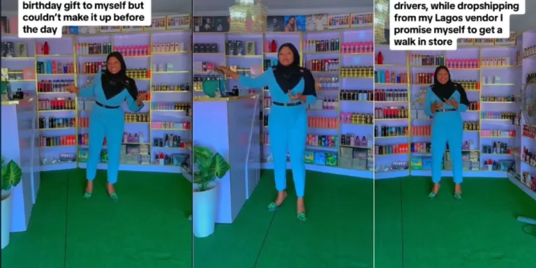 “I’m making millions now” – Lady who started perfume business with N20k celebrates as she acquires shop (Video)