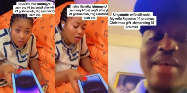 “She is ungrateful” – Man left heartbroken as wife rejects iPhone 14 Pro Max as Christmas gift, says she wants iPhone 15 (Video)