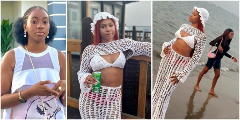 “Adaeze Onuigbo can never dress this way”- Eyebrows raised as 14-yr old Mercy Kenneth unwinds at the beach