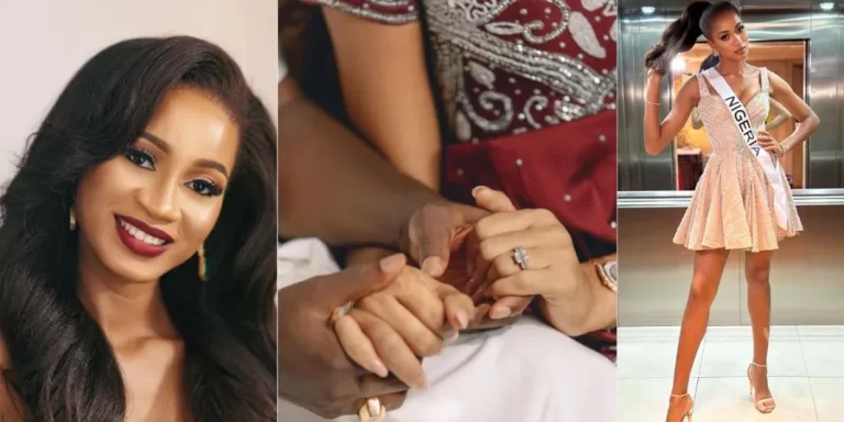 ”This union is blessed in Jesus name” – Miss universe Nigeria Mitchel Ihezue gets engaged to lover, fans reacts