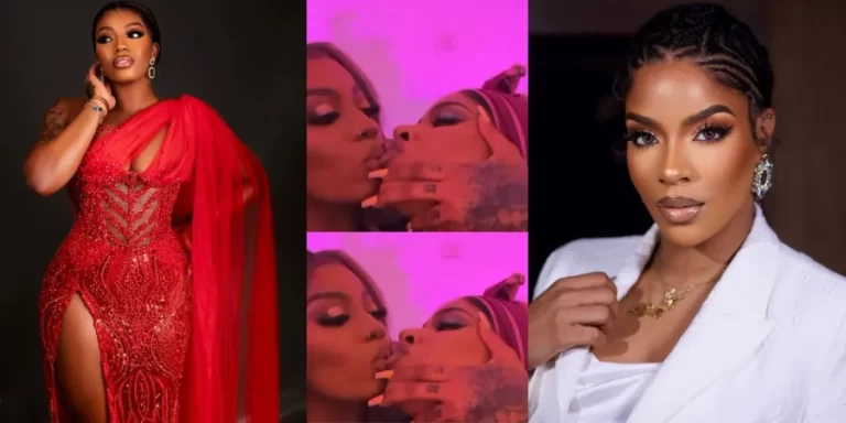 “If nah guys do this one, internet go blow” – Mixed reactions trail video of BBNaija’s Angel and Venita kissing each other (Watch)