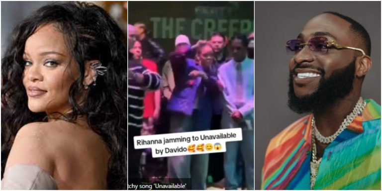 Fans go wild as Rihanna vibes to Davido’s catchy song ‘Unavailable’ (Video)