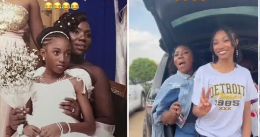 After 10 years, lady stuns many as she shares transformation photos of her once little bride