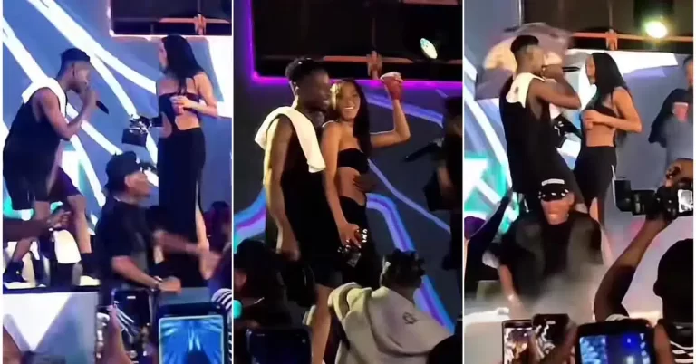 “Love is sweet, he’s such a gentle man” – Video of Temi Otedola whining for Mr Eazi on stage stirs reactions online
