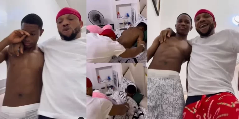 “Which kind papa be this” – Video as Charles Okocha forcefully wakes up his son from the bed in celebration of Christmas (Watch)