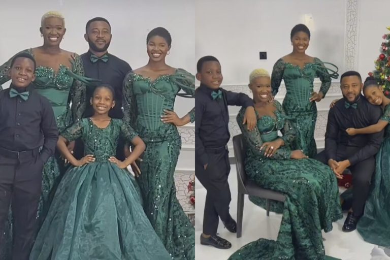 “I love how you turned your nanny to your own child” – Warri Pikin melts hearts with her adorable family Christmas shoot