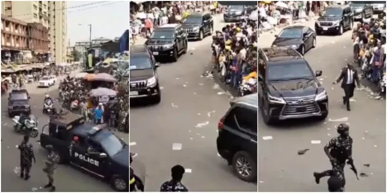 “We are hungry” – Moment Lagos residents refuse to cheer President Tinubu as his convoy passes, says they’re hungry (Video)