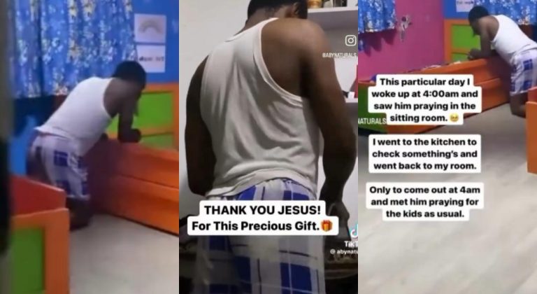 “God is still in the business of giving his children the best sons” – Wife celebrates her husband who wakes at 4am to pray for the family and iron the kids’ uniform (video)