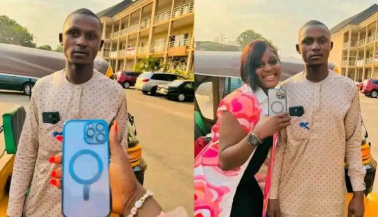 ”Phone of over 1millon he returned it despite knowing the worth” – Keke rider receives praises for returning iPhone 13 Pro Max customer forgot