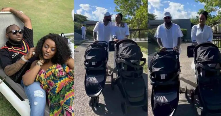 “Good to see him back with his family” – Davido and Chioma enjoy vacation together with their twins (Video)