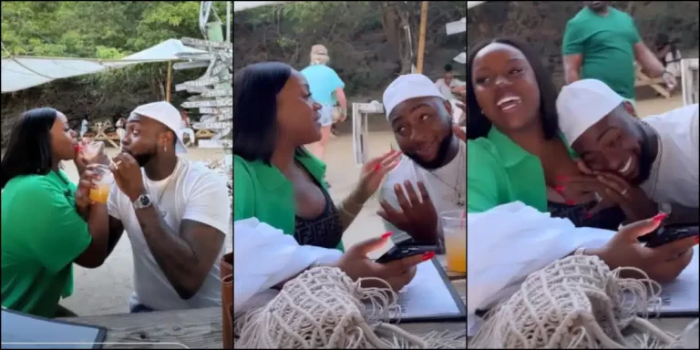 “I love them together. I pray he doesn’t disappoint again” – Fans gush as Davido and Chioma share a joke in loved-up video