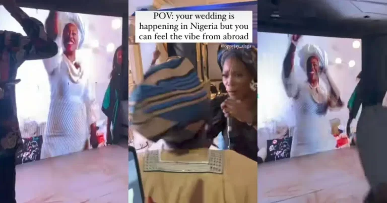 Bride attends her traditional wedding virtually