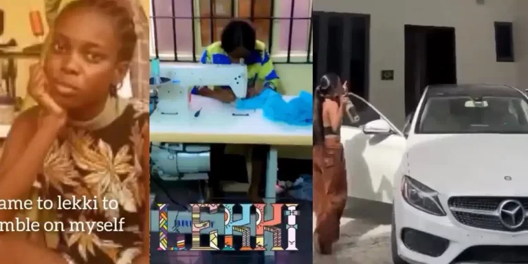“God did it” – Lagos-based tailor shows off exquisite mansion and Mercedes Benz after years of hustling, recounts humble journey (Video)