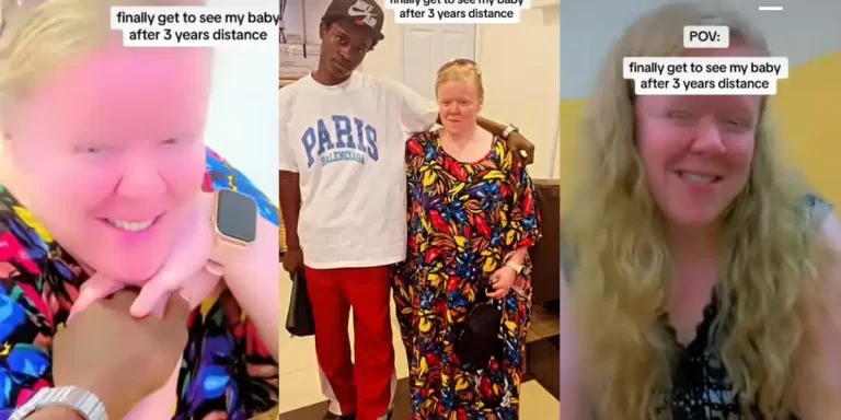 “Finally get to see my baby after 3 years of distance” – Nigerian man celebrates as he unites with his white lover after 3 years of online romance