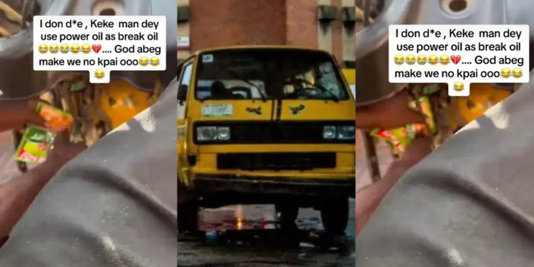 Online outcry as Keke driver applies ‘power oil’ on tricycle break instead of ‘engine oil’