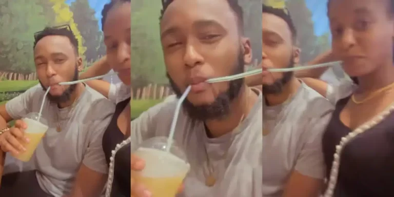 Nigerian couple’s romantic straw-drinking style raises eyebrows on social media (Video)