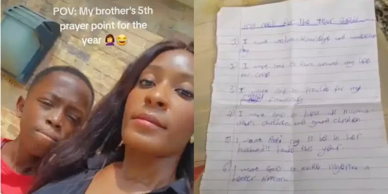 “I want aunty joy to be in her husband’s house” – Little boy’s prayer points for 2024 stirs reaction
