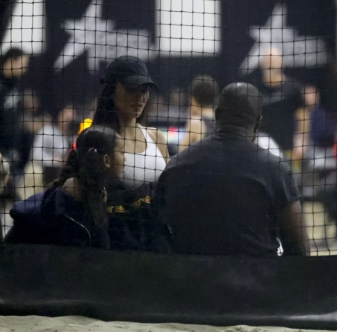 Kanye West and Kim Kardashian in tense show down as they exchange words in front of daughter Chicago while attending son’s game