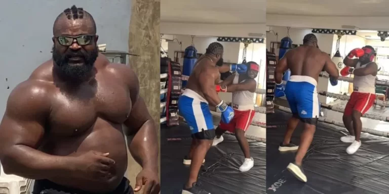 Kizz Daniel’s bouncer trends online as man almost loses his life during a boxing match with him (Video)