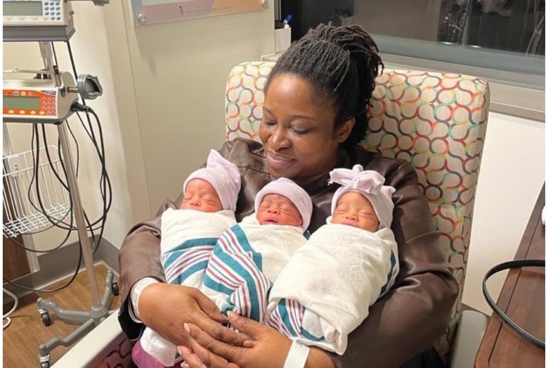 “If you are waiting God is coming through” – Nigerian couple celebrates as they welcome triplets after 6 years of waiting