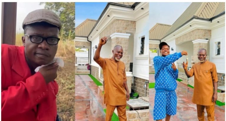 Comedian Funny Bros gifts his father a new house, appreciates him for being a good father (Photos)