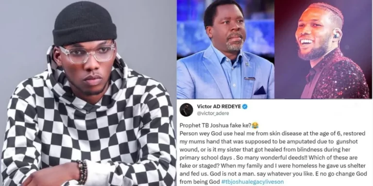 TB Joshua was not a fake pastor, he healed my skin disease, restored my mum’s hand after gunshot, he gave us shelter and fed us – Singer Victor AD (Video)