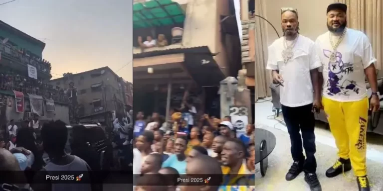 “Thought he’s canceled” – Video as Lagosians troop out to support Naira Marley and Sam Larry during new music video shoot (Watch)