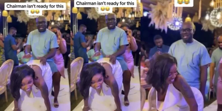 “The fear of his wife” – Video stirs reaction as married man rejects lady who tried to twerk for him at an event (Watch)