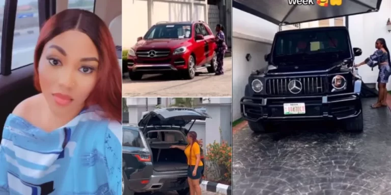 “I will never be poor” – Reactions as lady flaunts 7 luxurious cars she rides from Monday to Sunday (Video)