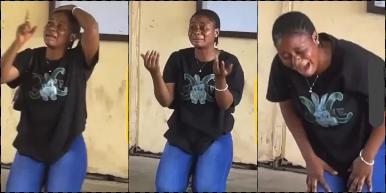 Moment lady cries a river after being caught doing exam malpractice