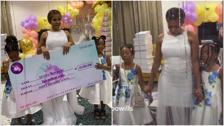 Venita celebrates 37th birthday with ₦10 million cheque, expensive gifts from fans