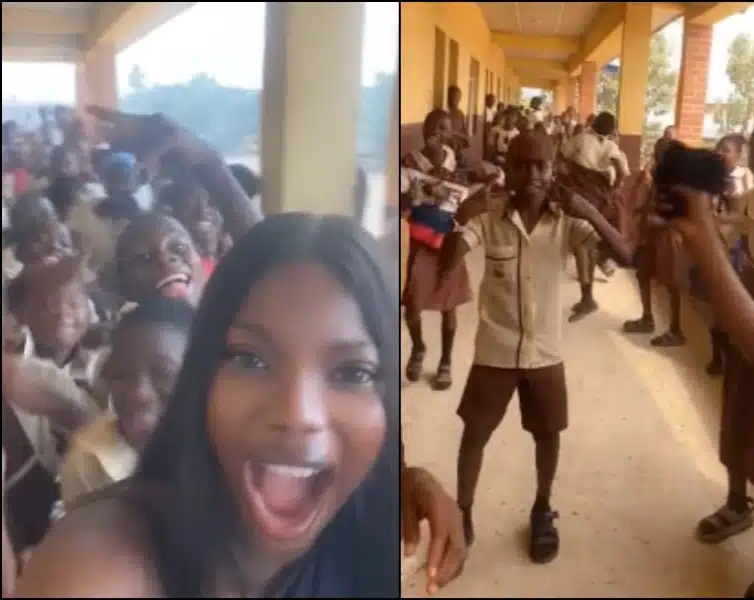 “She’s so beautiful” –Students comes out in numbers to gush over a female corper