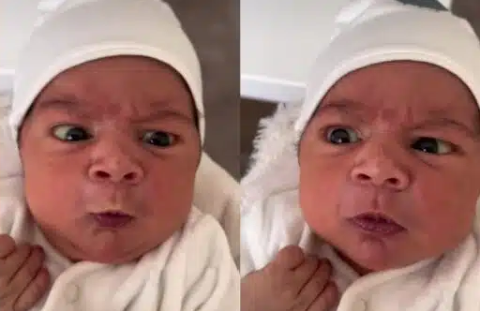 “Am I born in a rich family or not?” – Baby’s facial expression at birth stirs reactions