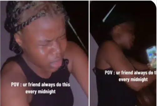 “Is she normal?”- Lady shares video of strange behaviour her friend displays every midnight