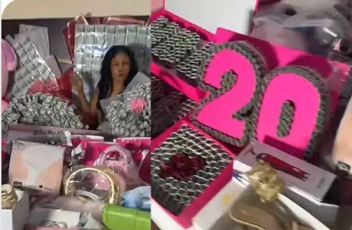 “Inside this economy” — Reactions as lady posts birthday gifts from her man as she turned 20