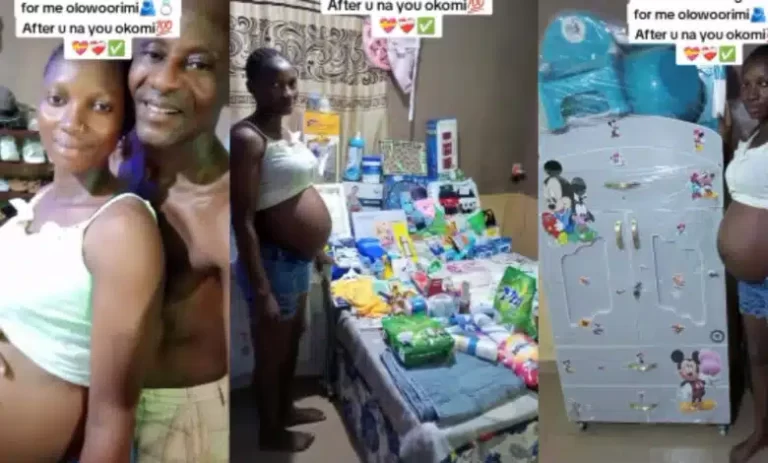 “Thanks for being there for me” – Pregnant woman appreciates husband as she flaunts baby gifts (Video)