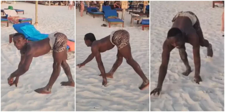 Video of young man walking like Gorilla causes buzz online, walks on all fours