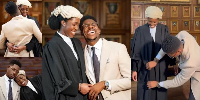 Moses Bliss leaves many gushing as he travels to London to attend his fiancee Call to Bar ceremony on Valentine’s Day (Video)