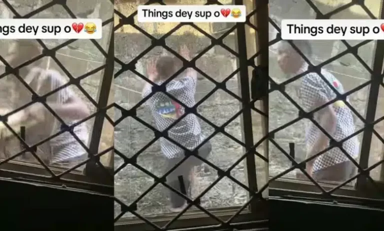 Nigerian man jumps fences to steal generator, caught on camera (Video)