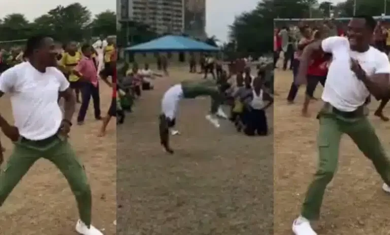 “He’s definitely inlove with what he’s doing” – Youth corper stirs reactions as he dances passionately with his students