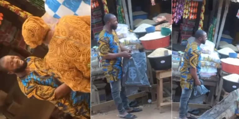 “N2,200 for rice” – Nigerian man breaks down into tears in market after he was unable to buy food items with his little money (Video)