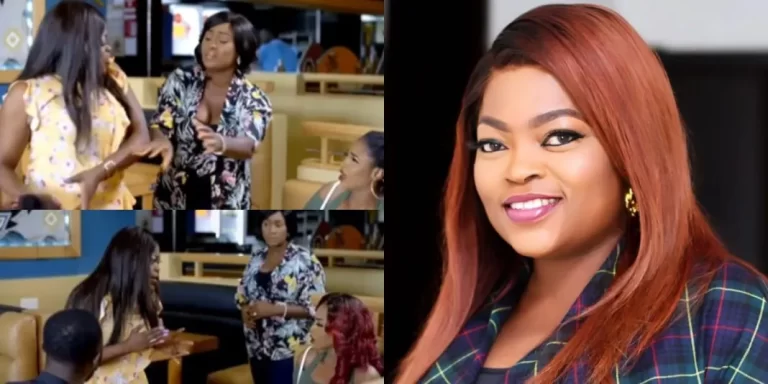 “You are a thief” – Old video of Funke Akindele dragging a lady at a restaurant for stealing her wig resurfaces online (Watch)