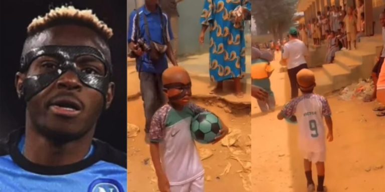 Victor Osimhen gifts little boy who dressed like him N2.5 million